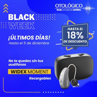 ⏳ Se nos acaba el Black Week… y tú todavía sin tus audífonos.
Aprovecha los descuentos especiales en Widex Moment recargables.
Solo hasta el 5 de diciembre.
Agenda tu cita y vive la experiencia de escuchar con verdadera claridad.
☎️ PBX: 333 6025390 opción 2
OTOLÓGICO
Vive con todos los sentidos…
#BlackWeek #WidexMoment #WidexColombia #Otológico #SaludAuditiva #Audífonos #Hipoacusia #PromociónEspecial #Descuentos #CaliColombia #AudífonosRecargables #EscuchaMejor #CuidadoAuditivo #VíveloConTodosLosSentidos